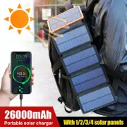 Solar Battery Power Bank 26000mAh Backup Pack USB Smart Phone Portable Charger