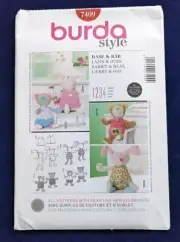 BURDA 7409 Sewing Pattern RABBIT & BEAR - Plush Stuffed Toy UNCUT