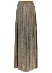 Forte_forte Gold Pleated Metallic-weave Maxi Skirt - 2 2