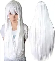 Anogol Vocaloid 32inches Long Straight Wigs Lolita White Cosplay Wig