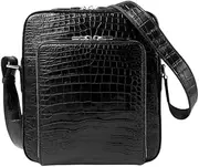 [Generic] Business Style Genuine Crocodile Belly Skin Male Cross Bag Men's Small Shoulder Bag Authentic Alligator Leather Messenger Bag, Black, 23cm(Length) x 25cm(Height) x 9cm(Deep)