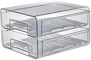 Refrigerator Drawers Organizer - Clear Plastic Stackable Bins with Pull Out Handles, Two Tiers Ideal for Storing Fruits, Vegetables, Dairy, Sauces, and Soda Cans for All Fridges and Freezers