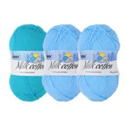 Cotton Yarn,-3 Skeins/3×218yards/3×3.53oz/Light Blue/Lake Blue/Sky Blue