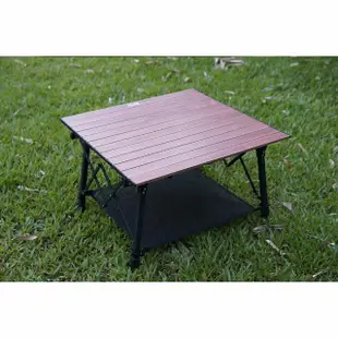 【NUIT 努特】小樹屋 鋁合金木紋桌70x70cm 木紋蛋捲桌 和室桌 炊事桌 萬用桌 鋁捲桌摺疊桌努特桌(NTT74)