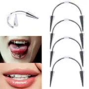 Stainless Steel C Bar Smile Lip Tiger Teeth Nail Vampire Body Piercing Jewel Y2