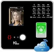 NGTeco TC1 Time Clock for Employees with Cloud-Based Software, Face Recognition, Fingerprint, RFID, and PIN Verification, No Monthly Fee, Wi-Fi Enabled Time Attendance Machine for Small Businesses