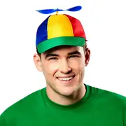 Multi-colour Propeller Cap Tweedle Dee Hat - Adult One Size