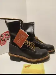 New Vtg Red Wing 2210 Steel Toe Black Logger Boots Men's 11.5 D 90's NOS