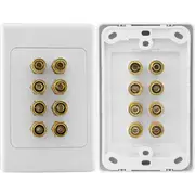 PRO2 PRO1044 8 Terminal Speaker Wall Plate 8X Banana Sockets Standard Clipsal-Style Wall Plate 8