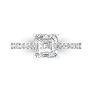 1.66 ct Asscher Cut Moissanite Promise Bridal Designer Ring 14k White Gold