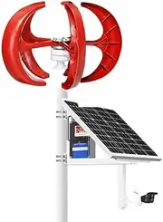 Wind Turbine Generator Kit, 4000W 12V 24V 48V Vertical Maglev Generator Wind Power Generator with Controller Suitable for Outdoor Lighting (Red)