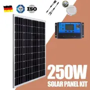 250W Solar Panel Kit 12V Generator Camping Power Battery Charger Mono Regulator