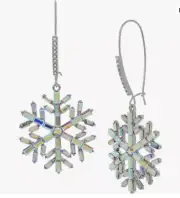 Betsey Johnson Silver Tone Snowflake Dangle Earrings NWT $58