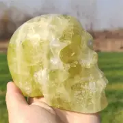 1.2kg Top Natural Citrine Carved Skull Quartz Crystal Skull Decor Reiki Crystal