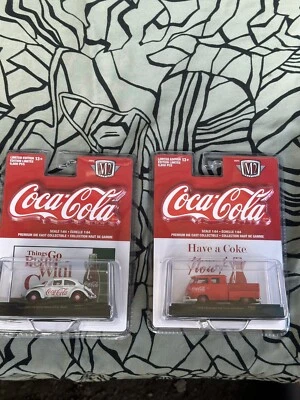 M2 Lot of 2 Coca Cola Volkswagen 59 VW Double Can Truck 67 Beetle Bug Die Cast
