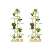 SOGA 2X 6 Tier 7 Pots Gold Metal Plant Stand Flowerpot Display Shelf Rack Indoor Home Office Decor