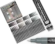 Acrylic Paint Pens 22 Assorted Gray Pro Color Series Markers Set 0.7mm Extra Fine Tip for Rock Painting, Glass, Mugs, Wood, Metal, Canvas, DIY Projects, Outlining, Detailing. Non Toxic, Waterbased