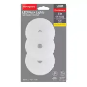 Battery Operated LED White Motion Sensor Rechargeable Puck Lights 3-Pack