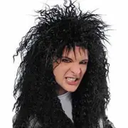 80's Black Curly Rocker Wig