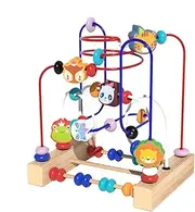 Bead Maze Puzzle Toy, Wooden Educational Playset, Color Sorting Animal Track, Hand-Eye Coordination, Brightly Colored Beads, Lightweight Design, Ideal for Kindergarten, School, Travel