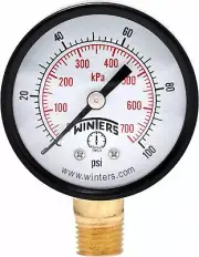 Winters 2 Inch Dial Size, Multi Function Economy Utility Dry Pressure Gauge, 1/4