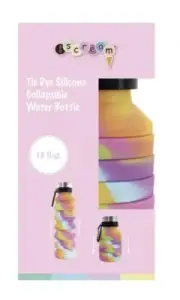 NIB ISCREAM Tie Dye Rainbow Sherbert Collapsible Water Bottle 18 oz BPA free