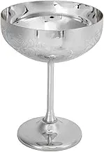 Stainless Steel Champagne Goblet – Engraved Metal Wine Glass Decorative Red Wine Cup for Bar, Party, or Home Use (Flower Ear Cup Mirror)