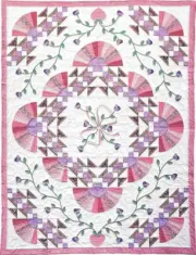 FAN & FLOWERS -- APPLIQUE & PATCHWORK VINTAGE QUILT PATTERN