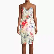 PARKER black Posey Floral Satin Strapless Dress size 4