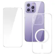 BASEUS Crystal Series Phone Case for iPhone 13 Pro Max 6.7 inch,Phone Cover Tempered Glass Film
