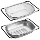 2 Pcs Large Over The Sink Colander, 6 Quart Stainless Steel Colander with Fin...