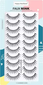 3D False Lashes Wispy Natural - Faux Mink Lashes Cat-Eye Handmade Luxurious Soft