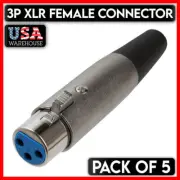 XLR Female Connector 3 PIN 3P Microphone Jack MIC Speaker Audio Adapter 5PCS
