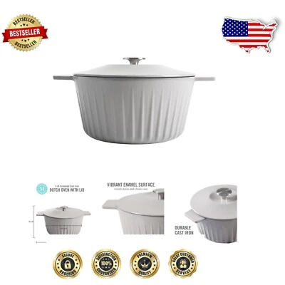 Eastholm Grey 3-Quart Enameled Cast Iron Dutch Oven with Lid - Culinary Elegance