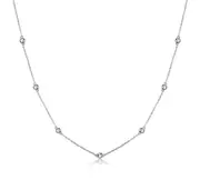 Sterling Silver Tiny CZ Beads Choker Hypoallergenic Necklace