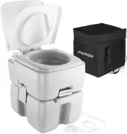 Compact Portable Commode with 5.3 Gallon Waste Tank & Travel Bag for Outdoors