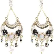 MAYJAI Crystal Pearl Tassel Personality Creative Micro-Encrusted Zircon Ear Decoration