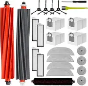 Pack of 26 Accessories Compatible with Roborock S8 MaxV Ultra Robot Vacuum Cleaner, 2 Main Brushes, 4 Dust Bags, 4 Wipes, 4 Filters, 4 Side Wipers, 4 Side Brushes, 2 Cleaning Brushes, Replacement