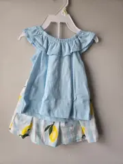 NWT Baby Girl’s Size 3 month Carter’s Lemon Casual Ruffled Top Shorts Set