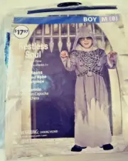 RESTLESS SOUL HALLOWEEN COSTUME BOY MEDIUM (8)AGES 3+ HOODED ROBE + CHESTPIECE