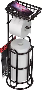 Toilet Paper Holder Free Standing with Shelf Bathroom Magazine Holder Bath Tissu