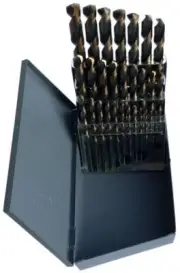1.00mm - 13.00mm x .5mm 25 Piece HSS Black & Gold Jobber Length Drill Bit Set