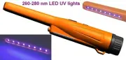 Portable UV Light Wavelength 260-280nm UVC LED Handheld Lamp 9 Volt Rechargeable