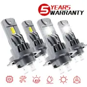 H7 + H7 LED Headlight Bulbs Kit High Low Beam 10000K Super White Bright 4x Combo (for: Smart)