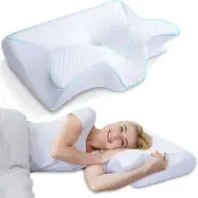 Premium 2 Heights Memory Foam Neck Pillow for Side, Back & Stomach Sleepers
