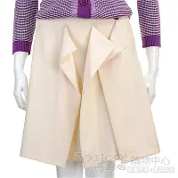 在飛比找Yahoo奇摩購物中心優惠-MOSCHINO 羊毛混紡抓褶設計米杏色及膝裙