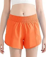 [DOCUMO] Girl's Athletic Shorts with Liner Zipper Pockets Quick Dry Running Shorts Sports Active Shorts for Teen Girls