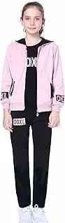 [L SERVER] Girls Jogging Set Hooded Printed Tracksuit 3 Piece Comfortable Jogging Suit Kids Spring and Autumn Clothes