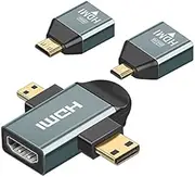 NFHK 3pcs/Set Micro & Mini HDMI to HDMI-Compatible 1.4 Female 2-in-1 Combo Adapter 4K@60hz