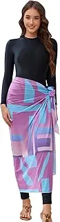 [IDOPIP] Muslim Burkini Swimsuit for Women's One Piece Swimsuit with Beach Skirt+Cover up Sarong+Pants+Hijab 5PCS Bathing Suit